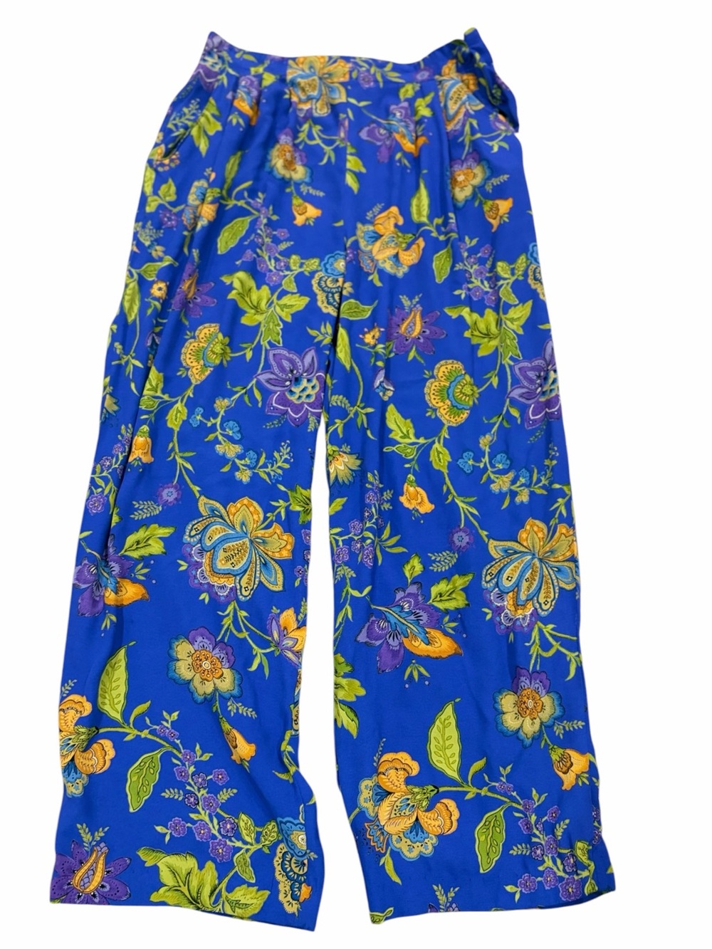 Vintage 90s Carole Little Boho Floral Wide-Leg Pants